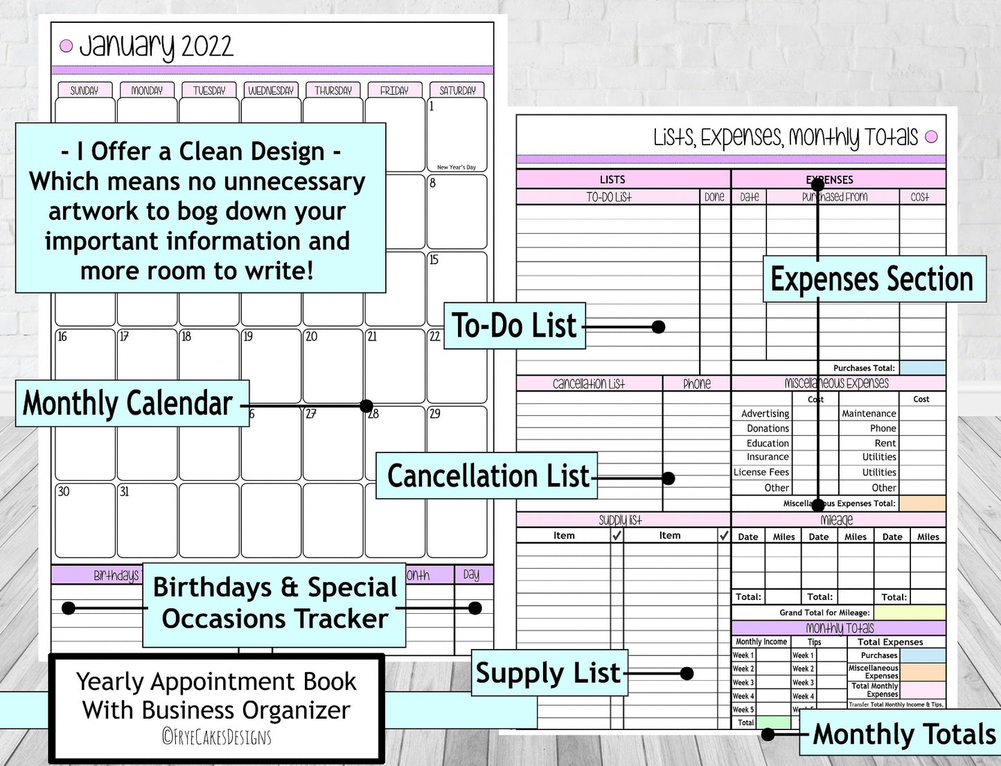 NAIL GRAPHICS DESIGN - PINKS - 12 Month Dated Appointment Book With Business Organizer/Planner + UPGRADE OPTIONS