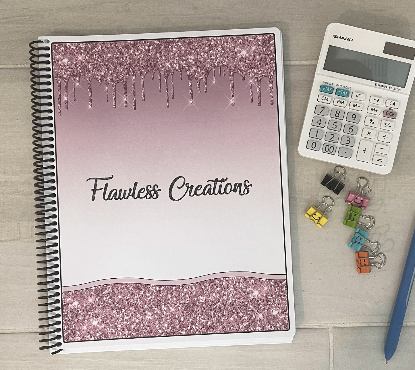 PINK GLITTER DESIGN- Standard 12 Month Appointment Book - Start Any Month - 3 Sizes with Optional Income & Expenses Tracking