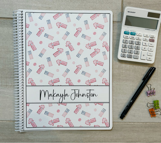 PINK POLISH BOTTLES DESIGN - Standard 12 Month Appointment Book - Start Any Month - 3 Sizes with Optional Income & Expenses Tracking
