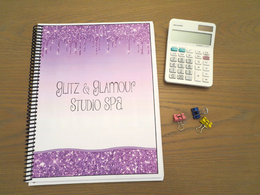 DRIPPING GLITTER DESIGN - 6 COLORS TO CHOOSE FROM - Standard 12 Month Appointment Book - Start Any Month - 3 Sizes with Optional Income & Expenses Tracking