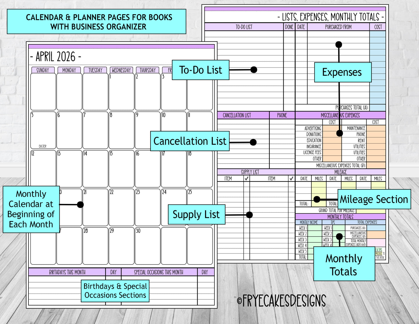 MAKEUP BRUSHES DESIGN - 12 Month Dated Appointment Book With Business Organizer/Planner + UPGRADE OPTIONS