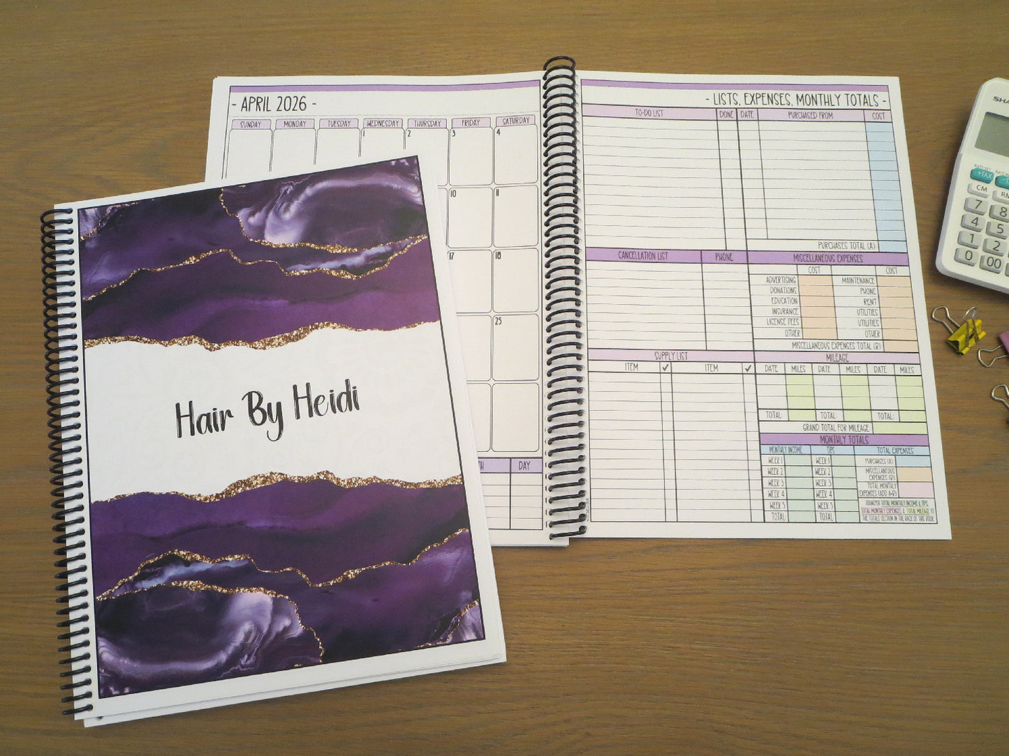 PURPLE MARBLE DESIGN - 12 Month Dated Appointment Book With Business Organizer/Planner + UPGRADE OPTIONS