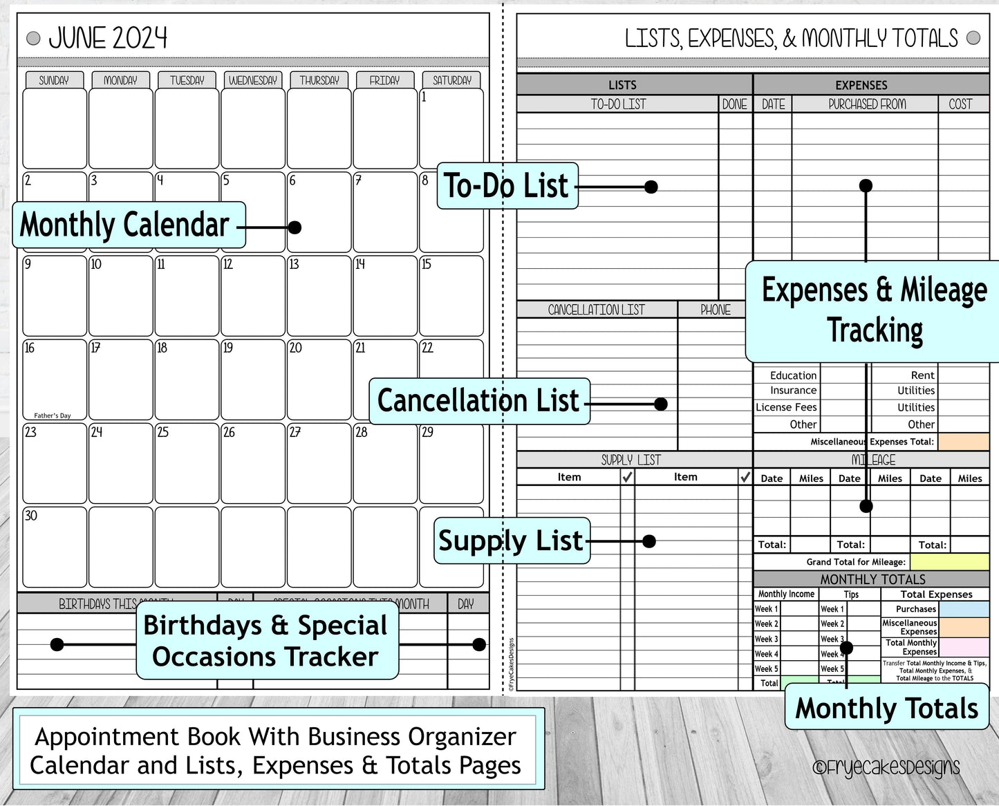STYLIST SCISSORS DESIGN - 12 Month Dated Appointment Book With Business Organizer/Planner + UPGRADE OPTIONS