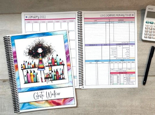 CUTE CARTOON STYLISTS DESIGN - 12 Month Dated Appointment Book With Business Organizer/Planner + UPGRADE OPTIONS