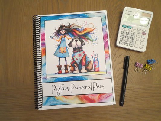 QUIRKY DOG GROOMER DESIGN - Standard 12 Month Appointment Book - Start Any Month - 3 Sizes with Optional Income & Expenses Tracking (Copy)