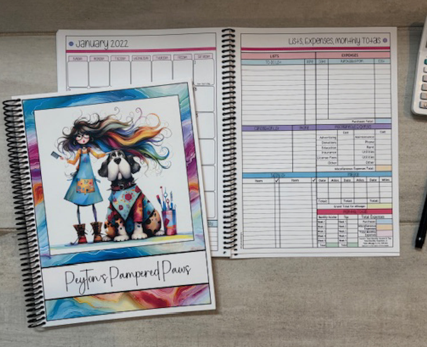 QUIRKY GROOMER DESIGN - 12 Month Dated Appointment Book With Business Organizer/Planner + UPGRADE OPTIONS\