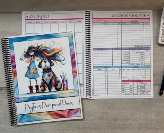 QUIRKY GROOMER DESIGN - 12 Month Dated Appointment Book With Business Organizer/Planner + UPGRADE OPTIONS\