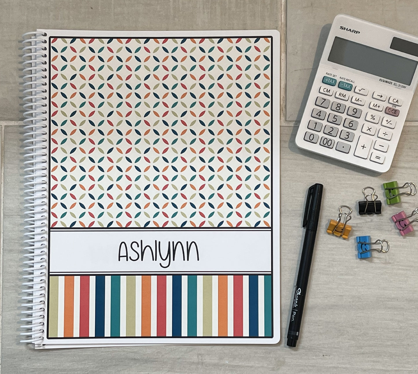 RAINBOW PINWHEELS DESIGN- Standard 12 Month Appointment Book - Start Any Month - 3 Sizes with Optional Income & Expenses Tracking