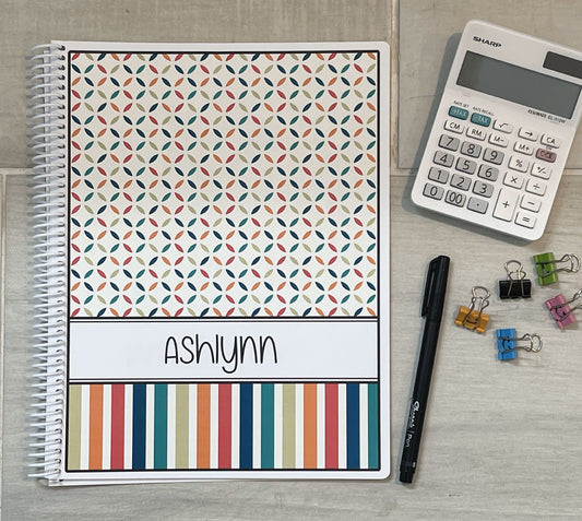 RAINBOW PINWHEELS DESIGN- Standard 12 Month Appointment Book - Start Any Month - 3 Sizes with Optional Income & Expenses Tracking