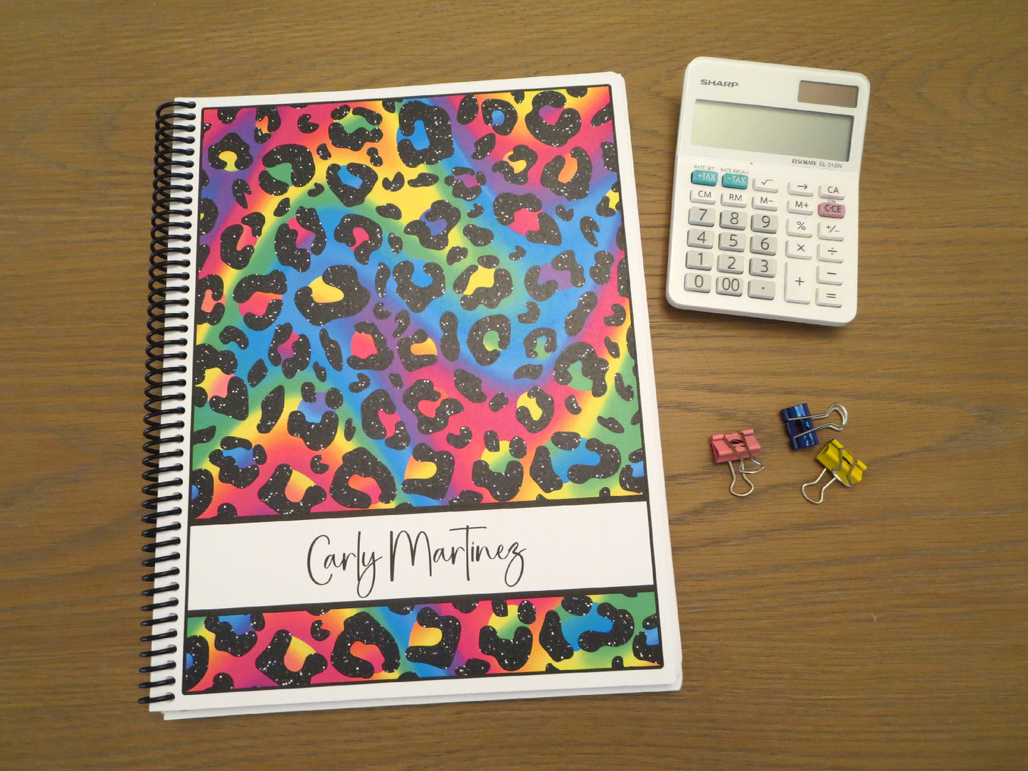 RAINBOW CHEETAH DESIGN - Standard 12 Month Appointment Book - Start Any Month - 3 Sizes with Optional Income & Expenses Tracking