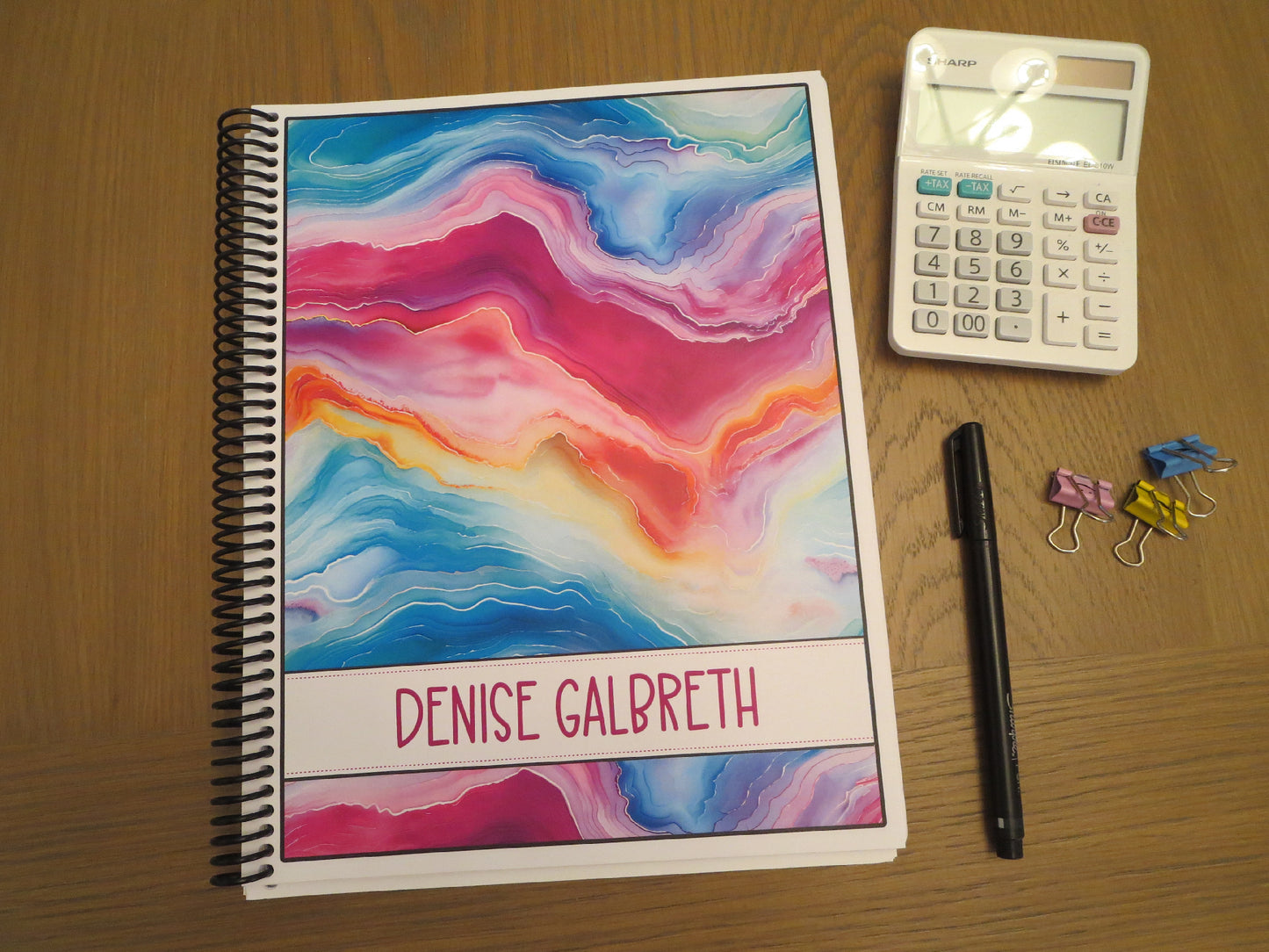 RAINBOW SWIRL DESIGN - Standard 12 Month Appointment Book - Start Any Month - 3 Sizes with Optional Income & Expenses Tracking