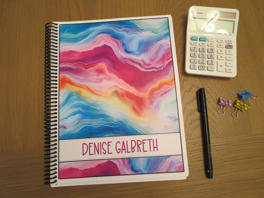 RAINBOW SWIRL DESIGN - Standard 12 Month Appointment Book - Start Any Month - 3 Sizes with Optional Income & Expenses Tracking