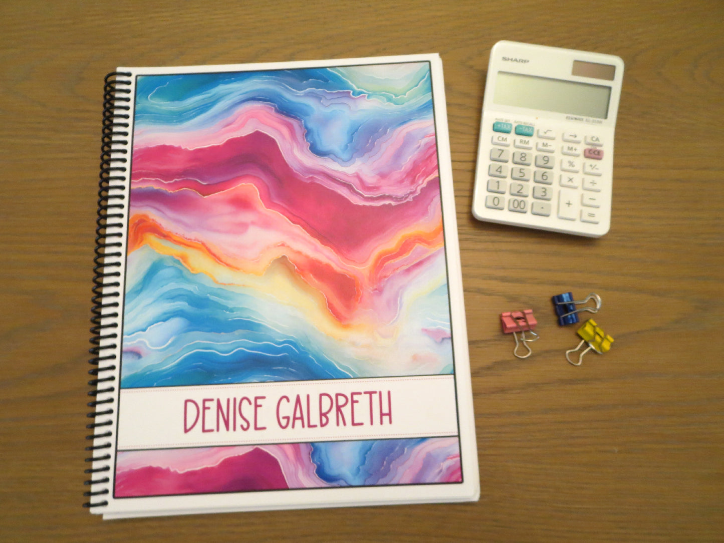 RAINBOW SWIRL DESIGN - Standard 12 Month Appointment Book - Start Any Month - 3 Sizes with Optional Income & Expenses Tracking