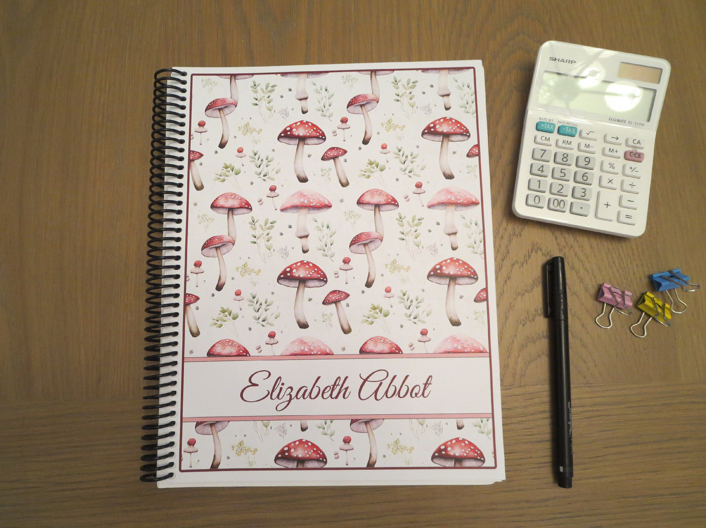 MUSHROOM DESIGNS - 4 COVERS TO CHOOSE FROM - Standard 12 Month Appointment Book - Start Any Month - 3 Sizes with Optional Income & Expenses Tracking