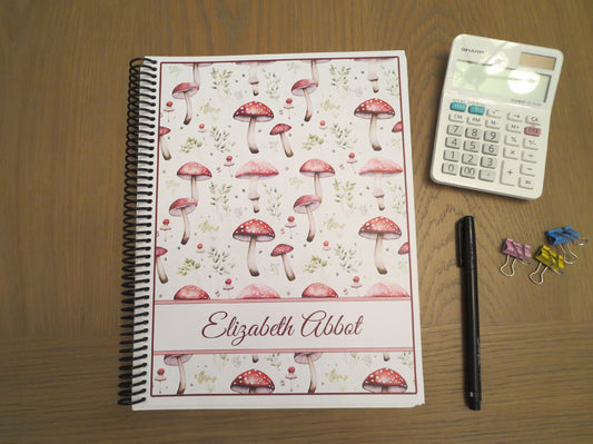 MUSHROOM DESIGNS - 4 COVERS TO CHOOSE FROM - Standard 12 Month Appointment Book - Start Any Month - 3 Sizes with Optional Income & Expenses Tracking