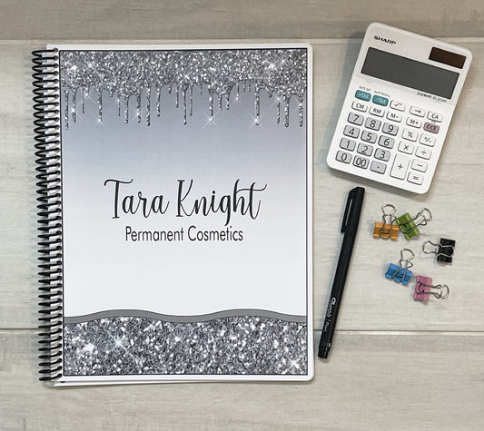SILVER GLITTER DESIGN - Standard 12 Month Appointment Book - Start Any Month - 3 Sizes with Optional Income & Expenses Tracking
