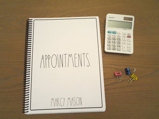 SIMPLY SIMPLE DESIGN - Standard 12 Month Appointment Book - Start Any Month - 3 Sizes with Optional Income & Expenses Tracking