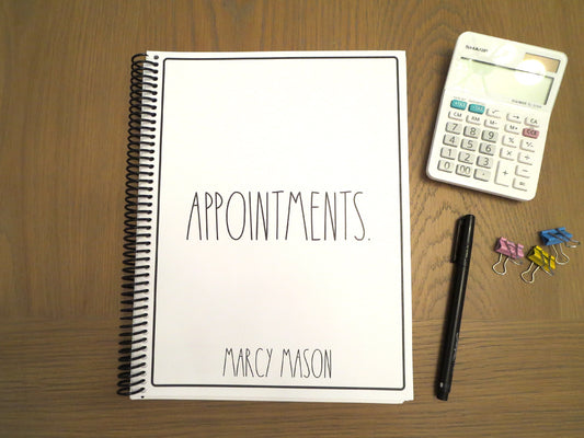 SIMPLY SIMPLE DESIGN - Standard 12 Month Appointment Book - Start Any Month - 3 Sizes with Optional Income & Expenses Tracking
