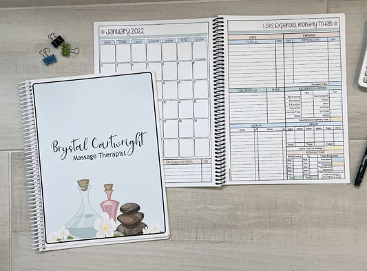 MASSAGE & SPA TOOLS DESIGN - 12 Month Dated Appointment Book With Business Organizer/Planner + UPGRADE OPTIONS
