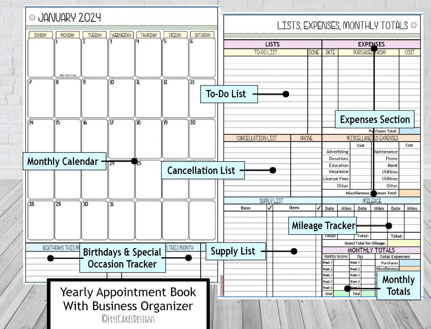 CUTE DOGS - ORANGE & TAN DESIGN - 12 Month Dated Appointment Book With Business Organizer/Planner + UPGRADE OPTIONS
