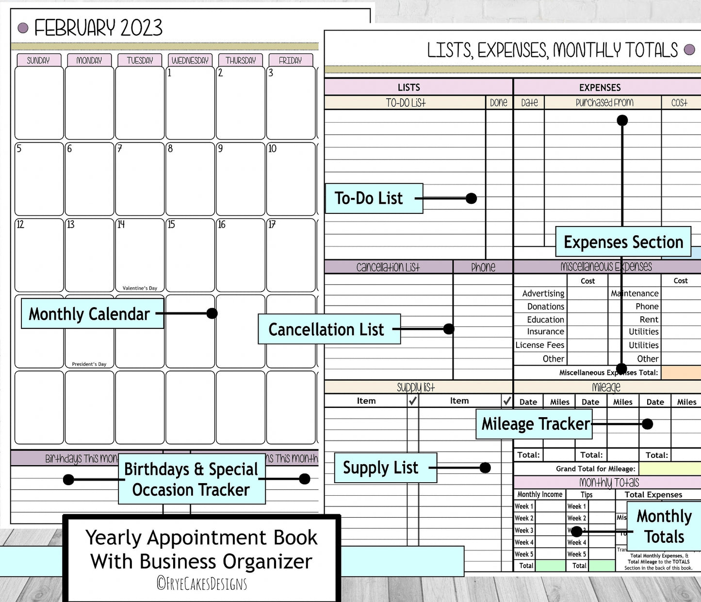 SPRING FLOWERS DESIGN - 12 Month Dated Appointment Book With Business Organizer/Planner + UPGRADE OPTIONS