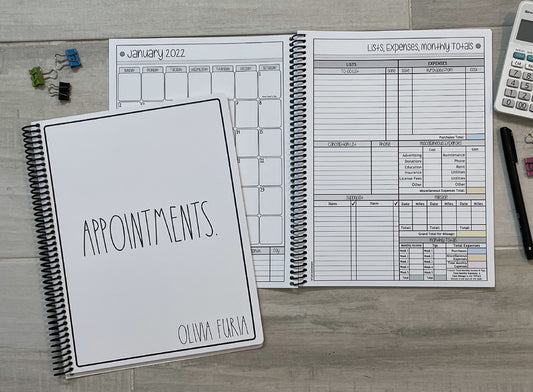 SIMPLY SIMPLE DESIGN - 12 Month Dated Appointment Book With Business Organizer/Planner + UPGRADE OPTIONS