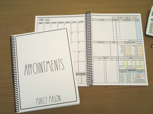 SIMPLY SIMPLE DESIGN - 12 Month Dated Appointment Book With Business Organizer/Planner + UPGRADE OPTIONS