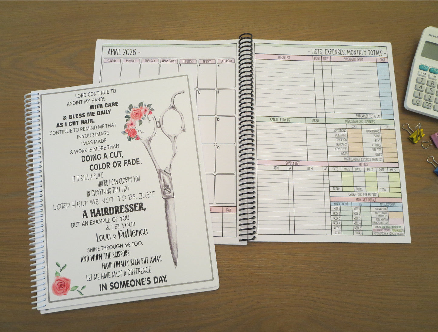 STYLIST'S PRAYER DESIGN - 12 Month Dated Appointment Book With Business Organizer/Planner + UPGRADE OPTIONS