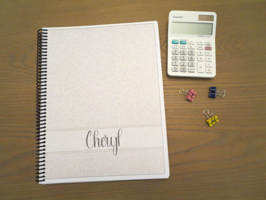 WHITE LEOPARD DESIGN - Standard 12 Month Appointment Book - Start Any Month - 3 Sizes with Optional Income & Expenses Tracking