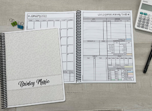 WHITE LEOPARD DESIGN - 12 Month Dated Appointment Book With Business Organizer/Planner + UPGRADE OPTIONS
