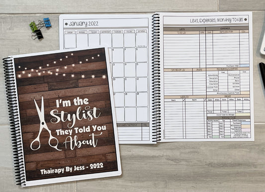 WOOD & LIGHTS DESIGN - 12 Month Dated Appointment Book With Business Organizer/Planner + UPGRADE OPTIONS