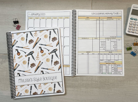 ANTIQUE STYLIST TOOLS DESIGN - 12 Month Dated Appointment Book With Business Organizer/Planner + UPGRADE OPTIONS