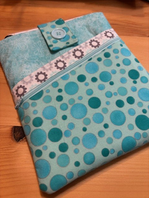 Protective Book Sleeve - Small Size - Aqua Dots & Flowers