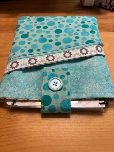 Protective Book Sleeve - Small Size - Aqua Dots & Flowers