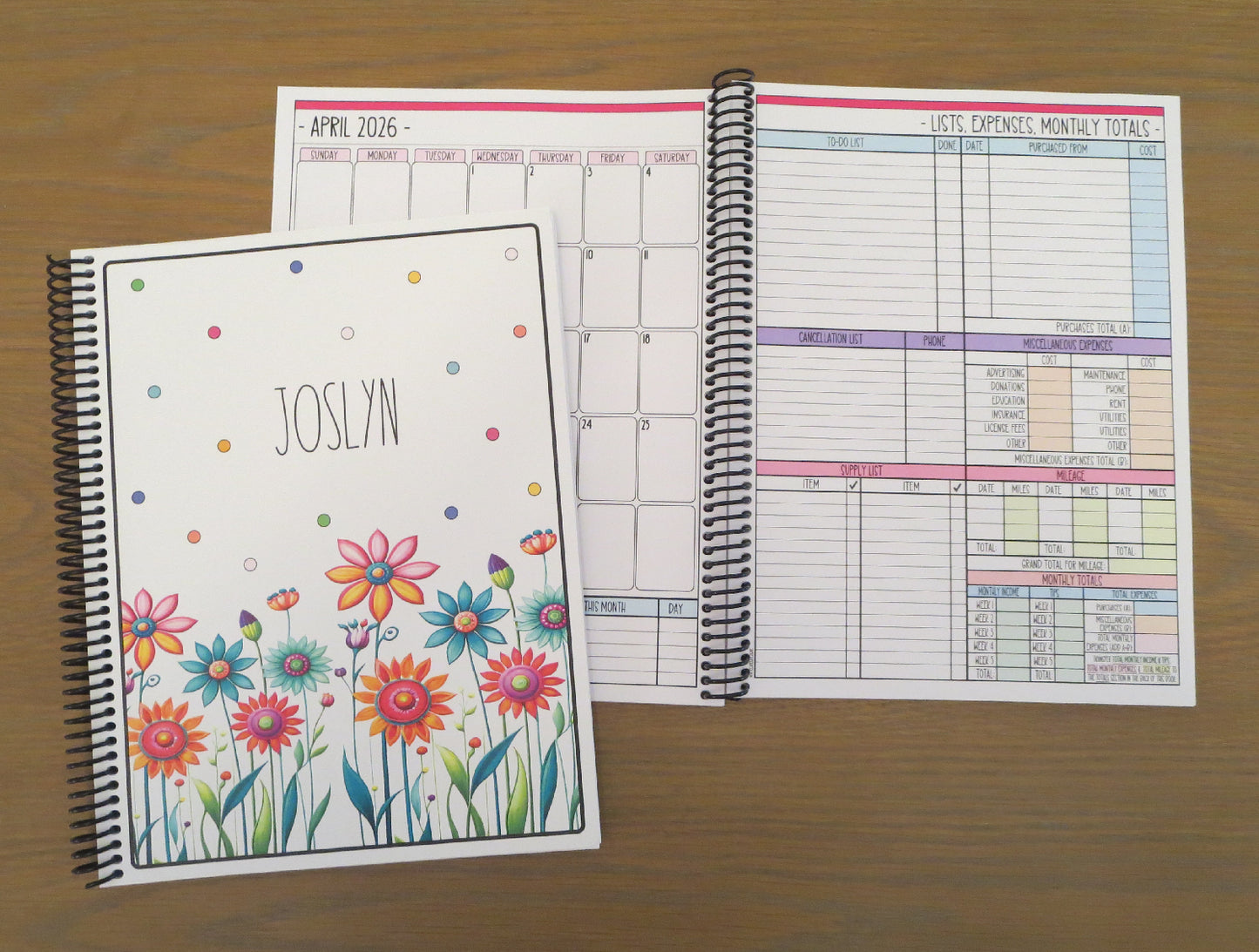 COLORFUL FLOWERS DESIGN - 12 Month Dated Appointment Book With Business Organizer/Planner + UPGRADE OPTIONS (Copy)