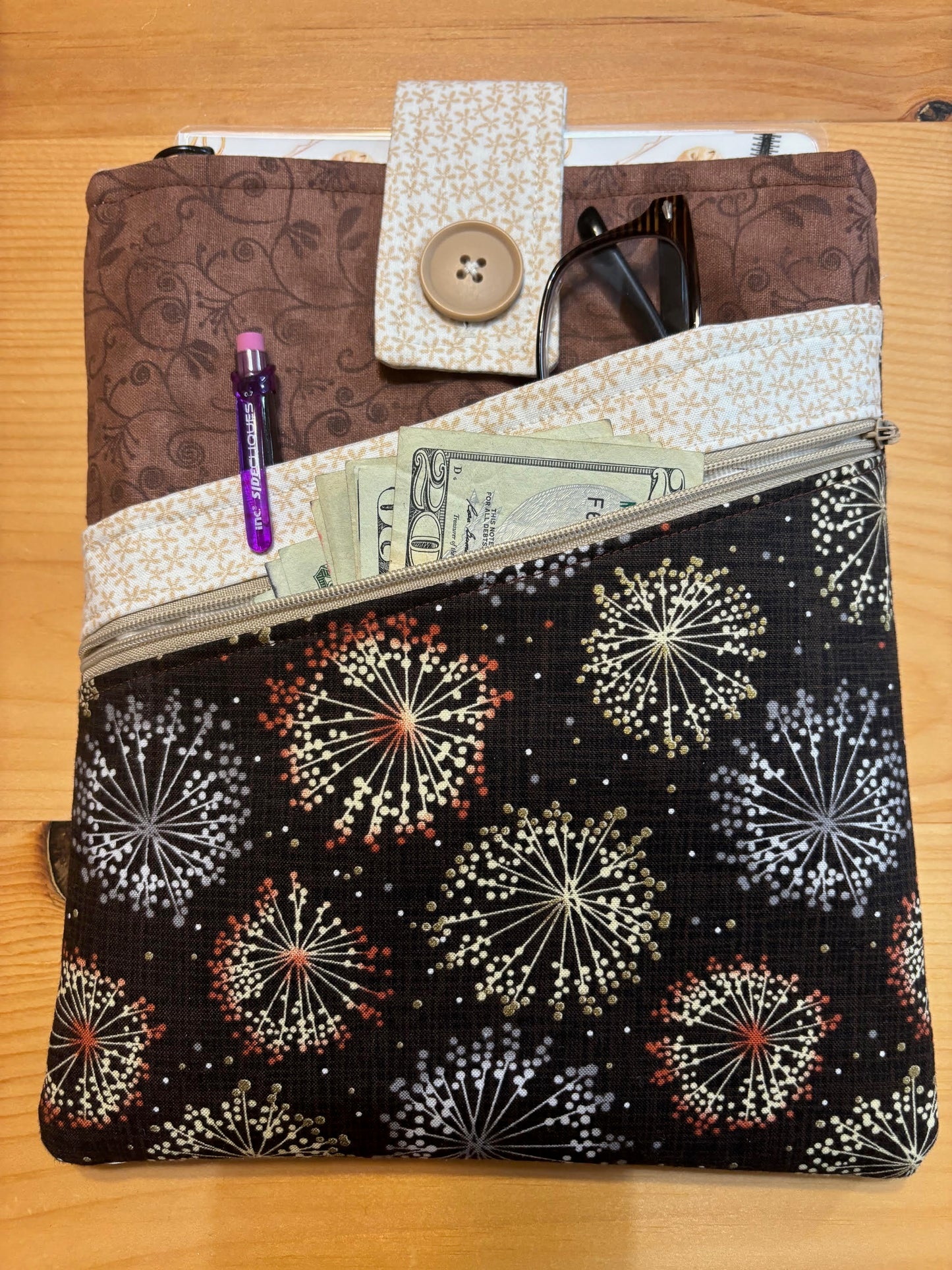 Protective Book Sleeve - Small Size - Brown & Beige Neutrals Design