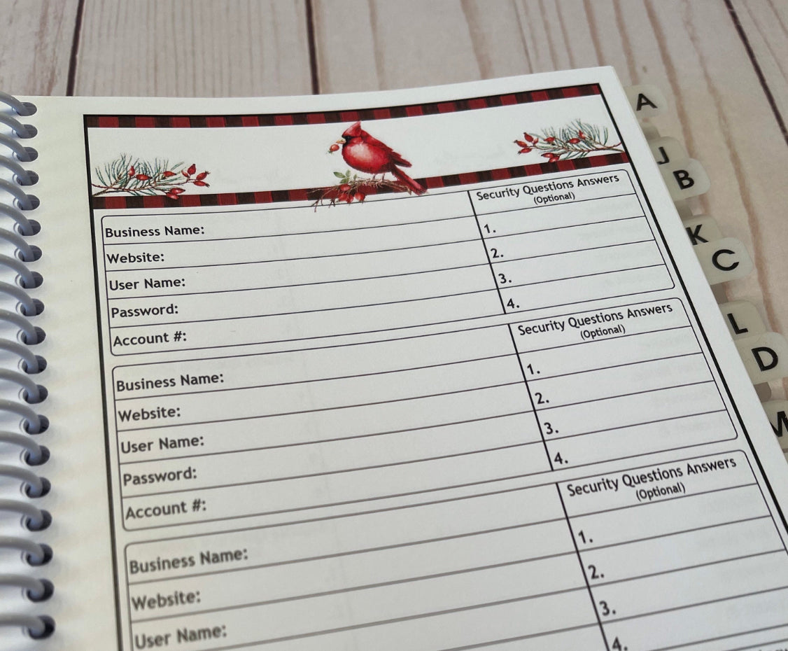 Password Organizer - Cardinal Design