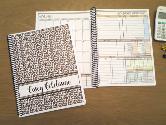 LEOPARD PRINT DESIGN - 12 Month Dated Appointment Book With Business Organizer/Planner + UPGRADE OPTIONS