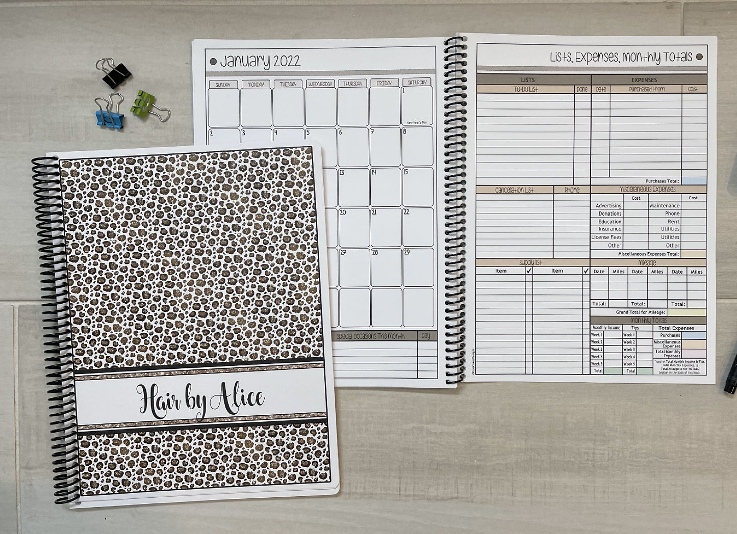 LEOPARD PRINT DESIGN - 12 Month Dated Appointment Book With Business Organizer/Planner + UPGRADE OPTIONS