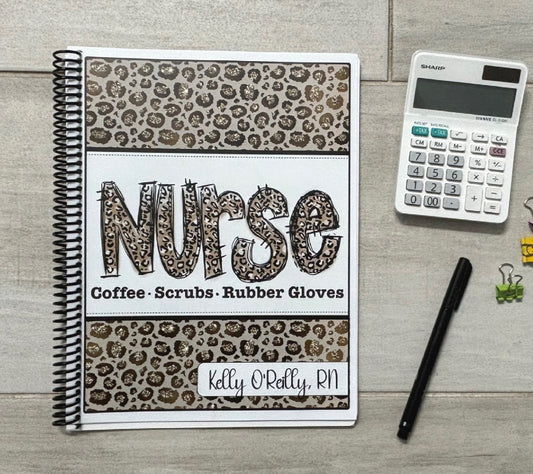 NURSE - MEDICAL WITH LEOPARD PRINT DESIGN - Standard 12 Month Appointment Book - Start Any Month - 3 Sizes with Optional Income & Expenses Tracking