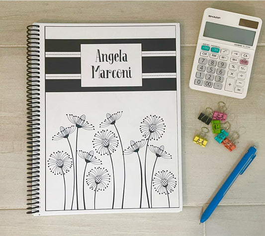 FUNKY FLOWERS DESIGN- Standard 12 Month Appointment Book - Start Any Month - 3 Sizes with Optional Income & Expenses Tracking