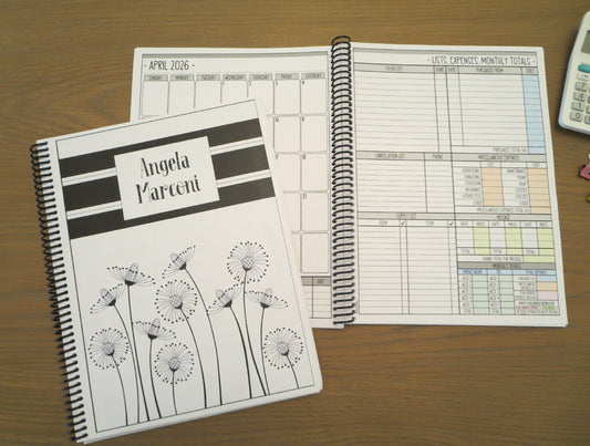FUNKY FLOWERS DESIGN - 12 Month Dated Appointment Book With Business Organizer/Planner + UPGRADE OPTIONS