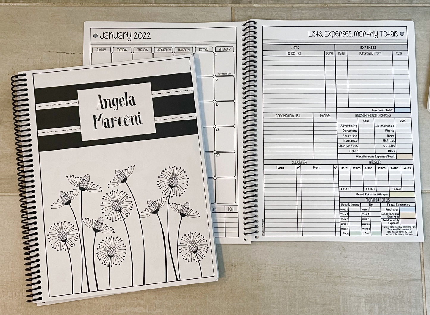 FUNKY FLOWERS DESIGN - 12 Month Dated Appointment Book With Business Organizer/Planner + UPGRADE OPTIONS