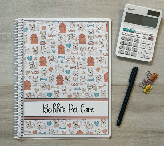CUTE DOGS - ORANGE & TAN DESIGN - Standard 12 Month Appointment Book - Start Any Month - 3 Sizes with Optional Income & Expenses Tracking