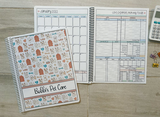 CUTE DOGS - ORANGE & TAN DESIGN - 12 Month Dated Appointment Book With Business Organizer/Planner + UPGRADE OPTIONS