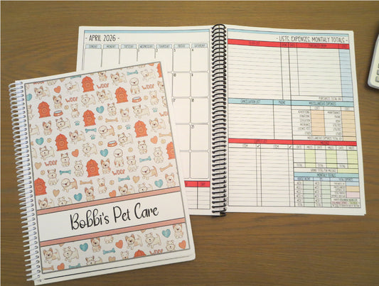 CUTE DOGS - ORANGE & TAN DESIGN - 12 Month Dated Appointment Book With Business Organizer/Planner + UPGRADE OPTIONS