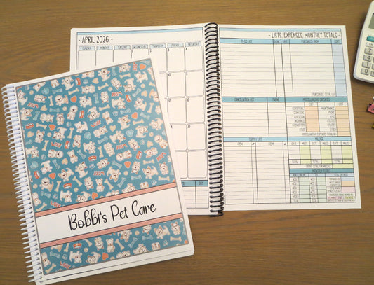 CUTE DOGS - TEAL DESIGN - 12 Month Dated Appointment Book With Business Organizer/Planner + UPGRADE OPTIONS