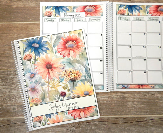 Large or Medium Size Planner - Summer Daisies Design