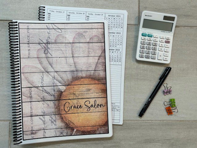 DAISY ON POSTCARD DESIGN- Standard 12 Month Appointment Book - Start Any Month - 3 Sizes with Optional Income & Expenses Tracking