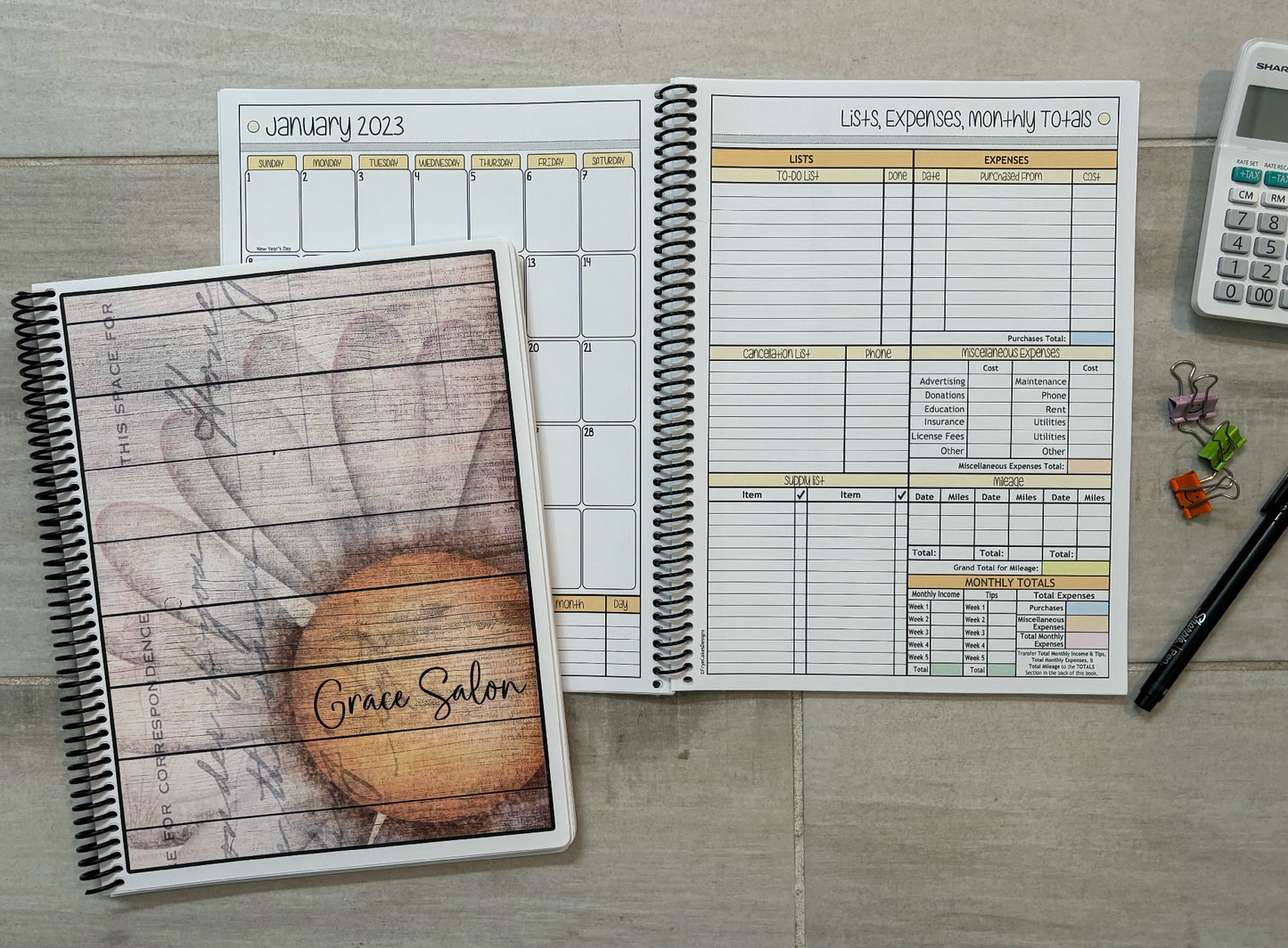 DAISY DESIGN - 12 Month Dated Appointment Book With Business Organizer/Planner + UPGRADE OPTIONS